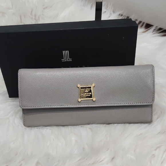 🔹️LANVIN🔹️Gray Women wallet With Box - Picture 1 of 15